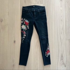 Hudson Nico Embroidered Midrise Skinny Jeans